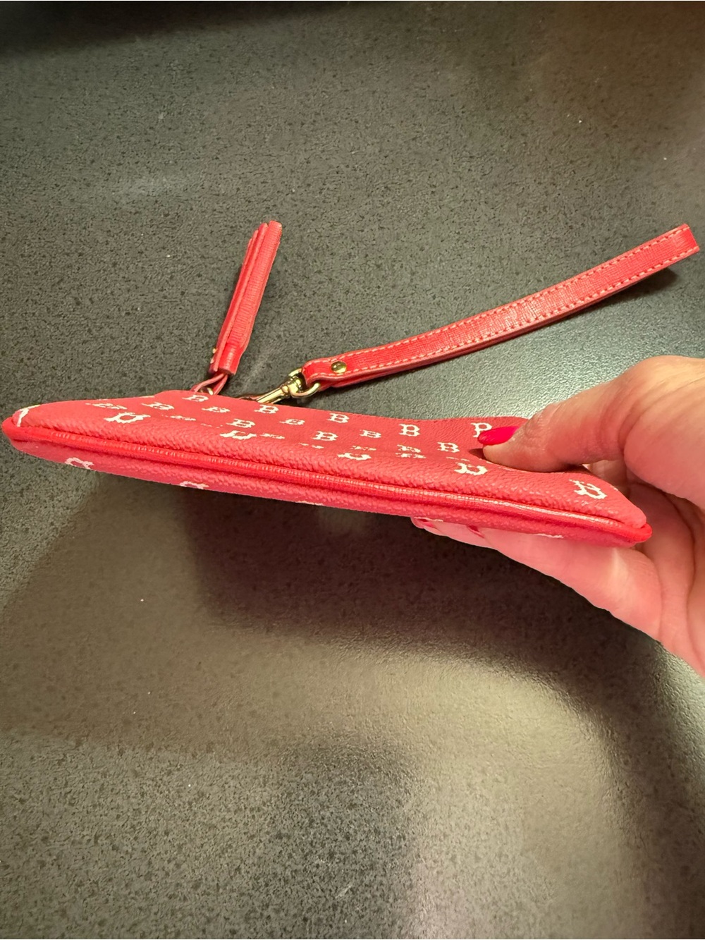 Dooney & Bourke Red Signature Wristlet with Tassel - Picture 4 of 5